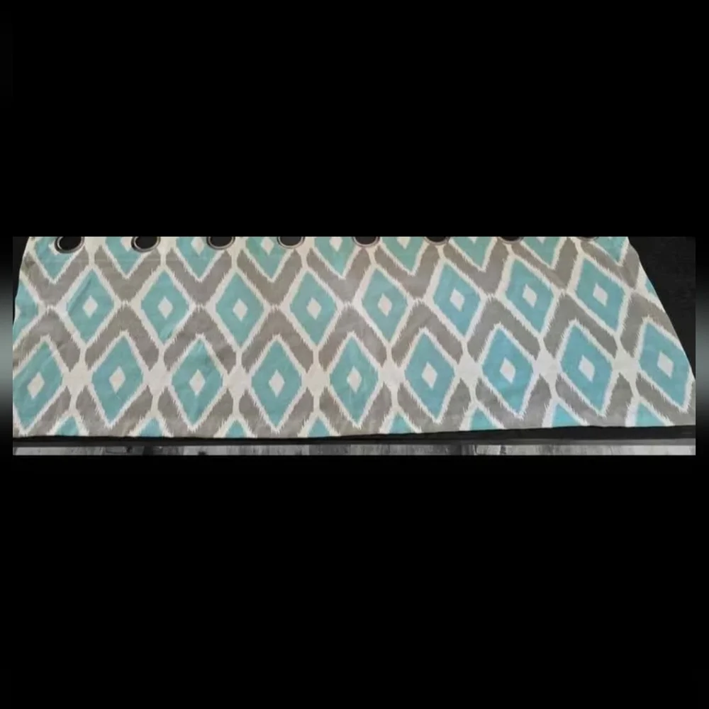 Madison Park Aqua and Gray Diamond Curtains Panels